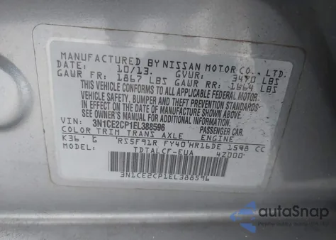 2014 Nissan Versa Note S (Sr) z USA, uszkodzony, nr VIN 3N1CE2CP1EL388596